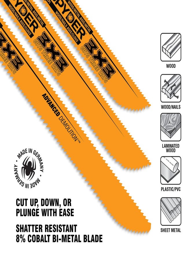 Spyder 5-Piece Set of Double-Sided Reciprocating Saw Blades for Wood and Metal, 6 and 8-inch Blades, 14 and 18 TPI - Image 2