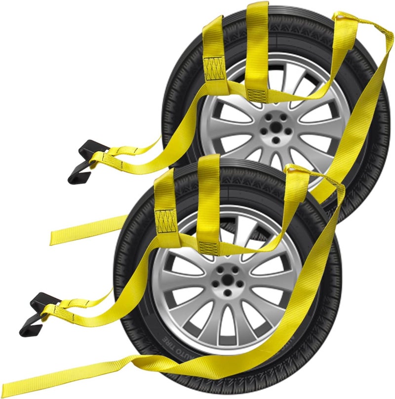 BANG4BUCK 2 Pieces Tow Dolly Straps, Universal Adjustable Tie Down Tow Straps 18" to 22" Rim Size Fits for Demco Kar Kaddy Dollys with 2 Flat Hooks - Image 1