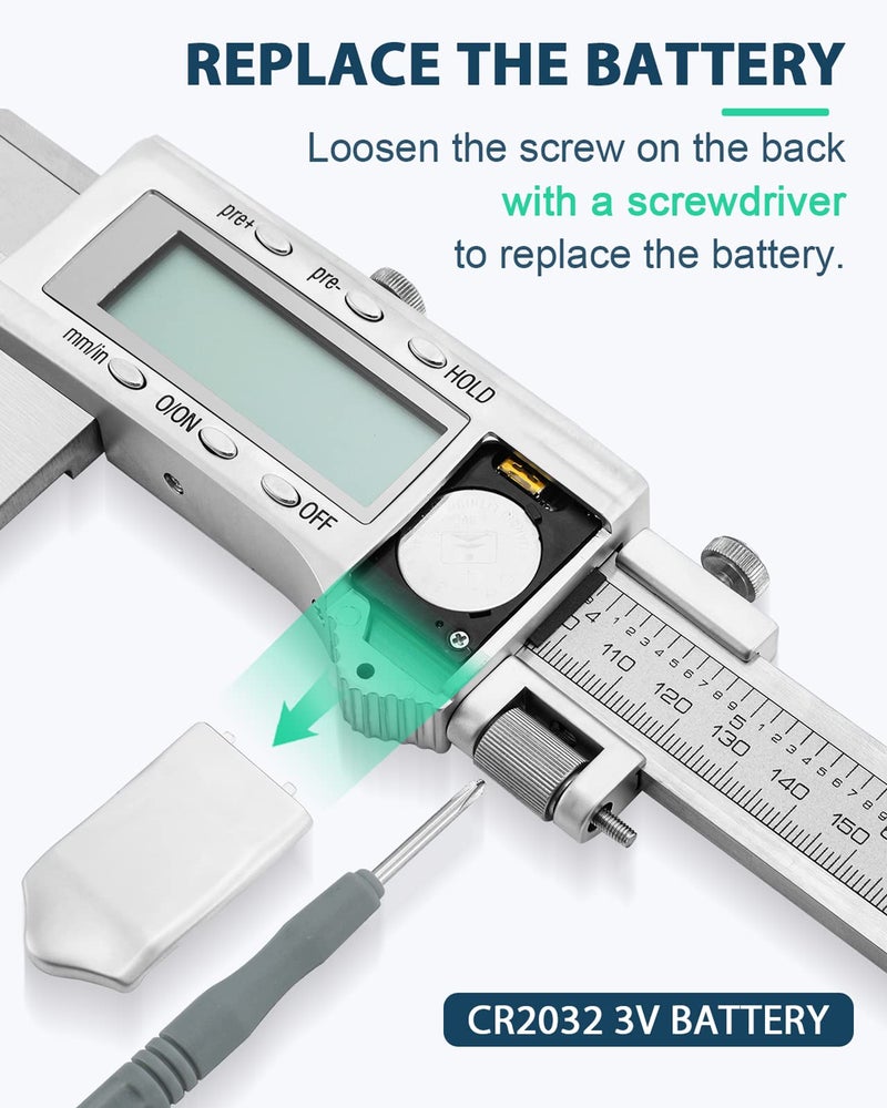 Mxmoonfree 20 Inch Digital Caliper Long Jaw Caliper with 6" Jaw Depth Calipers Measuring Tool All-Metal Frame Large LCD Screen 0.0005"/ 0.01mm Resolution (20"/ 500mm) - Image 5