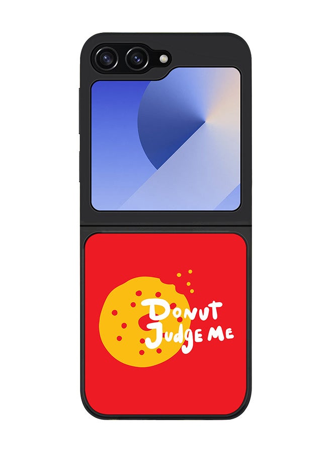 Stylizedd Rugged Black edge case for Samsung Galaxy Z Flip7 FE, Slim fit Soft Case Flexible Rubber Edges Anti Drop TPU Gel Thin Cover -  Donut judge me - Image 1