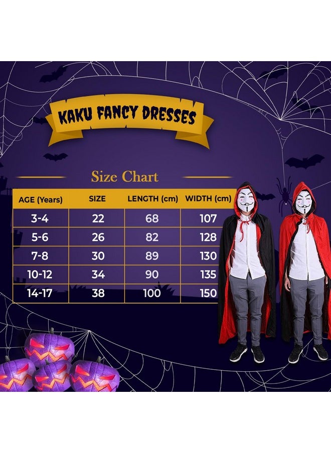 Kaku Fancy Dresses - Kaku Fancy Dresses Polyester Black And Red Reversible Vampire Dracula Cape For Kids | Halloween Vampire Cloak For Kids - 7-8 Years - Image 1