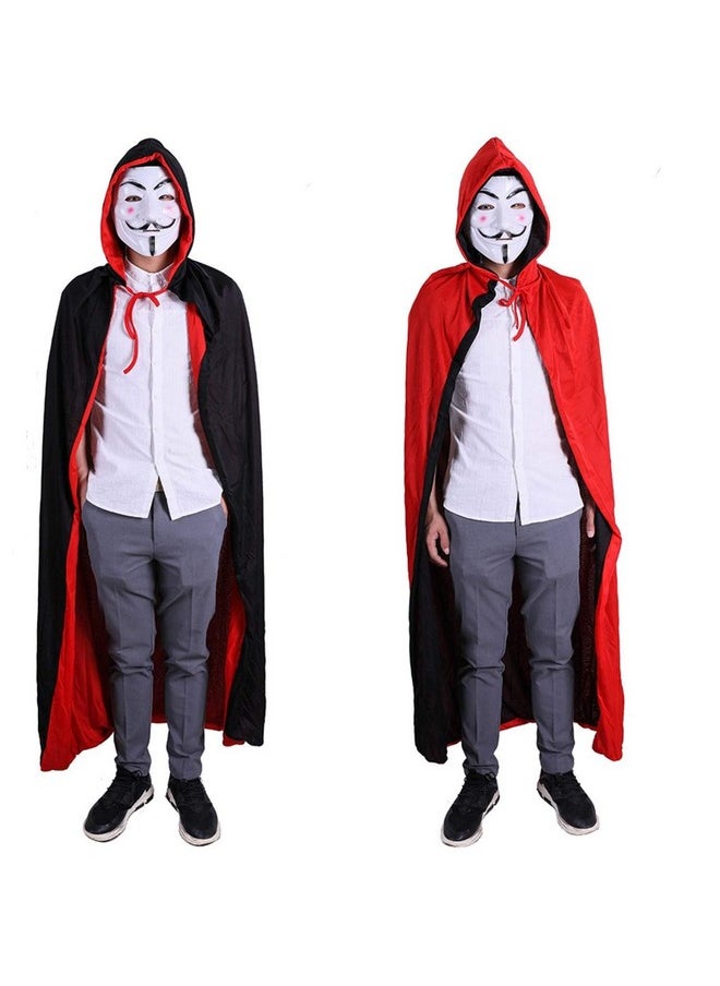 Kaku Fancy Dresses - Kaku Fancy Dresses Polyester Black And Red Reversible Vampire Dracula Cape For Kids | Halloween Vampire Cloak For Kids - 7-8 Years - Image 1