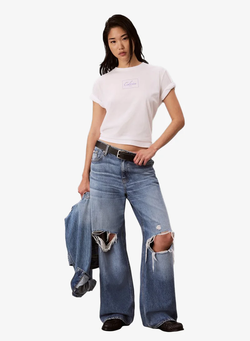 Calvin Klein Jeans  Boxy Script Logo T-shirt for Women | Best Price UAE