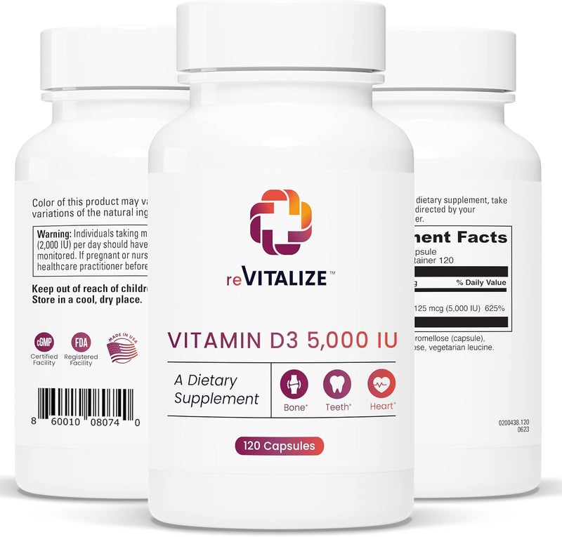 REVITALIZE Vitamin D3 5000 IU Capsules for Immune Support - Image 1