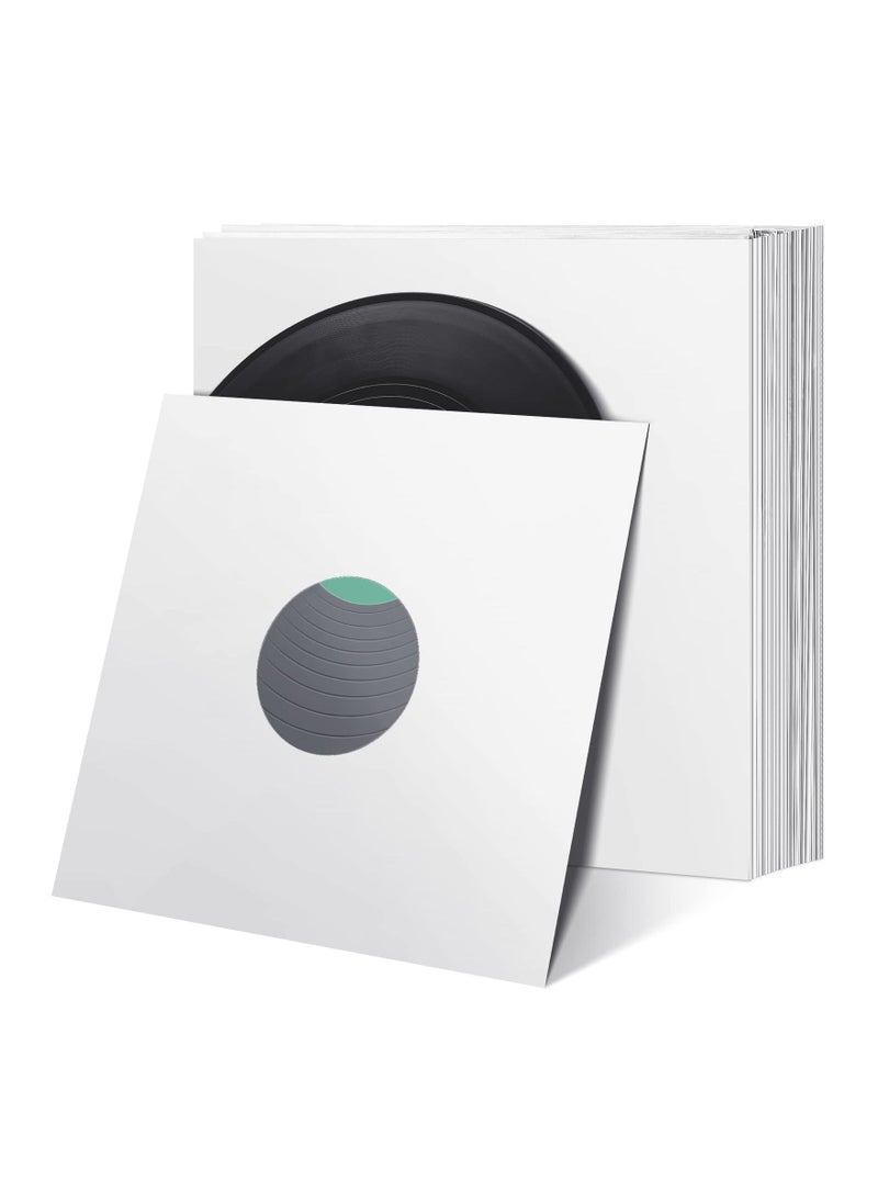 Record Sleeves, 40 Pcs 12 Inch Vinyl Record Sleeves Blank Album Jackets Paper Poly Inner Sleeves Square Blank Record Jacket Covers for Album Vinyl Records Collections Storage Decorations (White) - Image 1