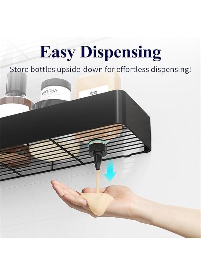 HOOKOR Shower Caddy, Large Adhesive Shower Caddy Shelf, Bathroom Shower Organizer, Shower Shelves for Inside Shower, Drill-Free, Quick-Dry, Rustproof Stainless Steel Shower Storage, Black, 2 Pack - Image 3