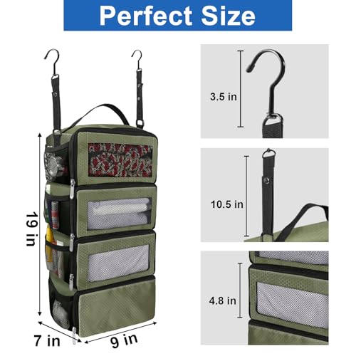 Olosar Suitcase Organizer Travel Luggage Organizer Portable Hanging Travel Shelves Collapsible Hanging Compression Packing Cubes for Carry on SuitcaseArmy Green - Image 3