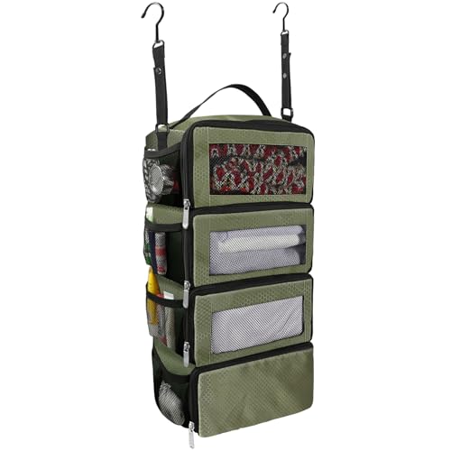 Olosar Suitcase Organizer Travel Luggage Organizer Portable Hanging Travel Shelves Collapsible Hanging Compression Packing Cubes for Carry on SuitcaseArmy Green - Image 1