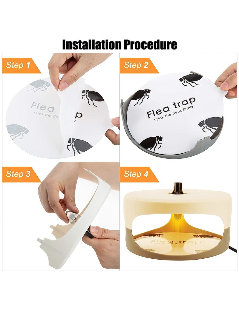 KASTWAVE - Flea Trap, Indoor Sticky Flea Trap with 2 Glue Discs Odorless Non-Toxic Natural Flea Killer Trap Pad Bed Bug Trap Light Bulb Pest Control for Home House Inside, Safe for Children Pet Dog Cat - Image 1