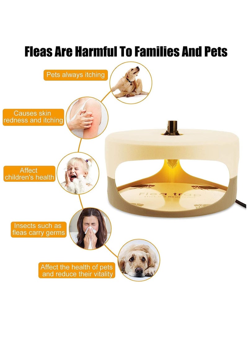 KASTWAVE - Flea Trap, Indoor Sticky Flea Trap with 2 Glue Discs Odorless Non-Toxic Natural Flea Killer Trap Pad Bed Bug Trap Light Bulb Pest Control for Home House Inside, Safe for Children Pet Dog Cat - Image 1