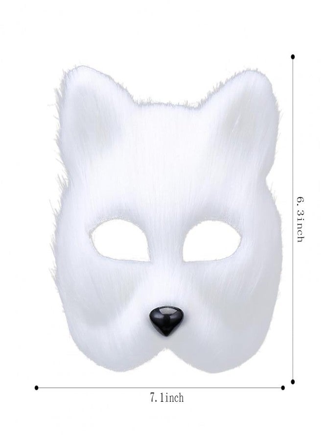 Hosfairy 1Pcs Hallween Animal Mask Fox Mask for Halloween Easter Carnival Masquerade Costume Party Cosplay Props (White) - Image 3
