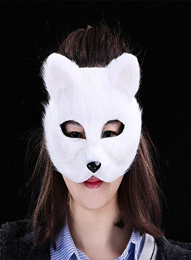 Hosfairy 1Pcs Hallween Animal Mask Fox Mask for Halloween Easter Carnival Masquerade Costume Party Cosplay Props (White) - Image 5