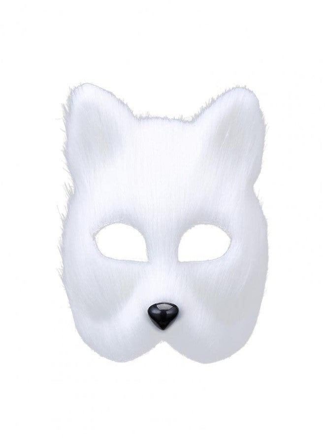 Hosfairy 1Pcs Hallween Animal Mask Fox Mask for Halloween Easter Carnival Masquerade Costume Party Cosplay Props (White) - Image 1