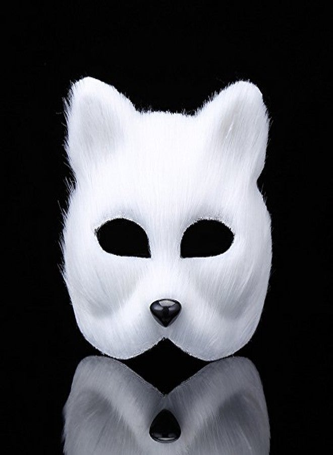 Hosfairy 1Pcs Hallween Animal Mask Fox Mask for Halloween Easter Carnival Masquerade Costume Party Cosplay Props (White) - Image 2