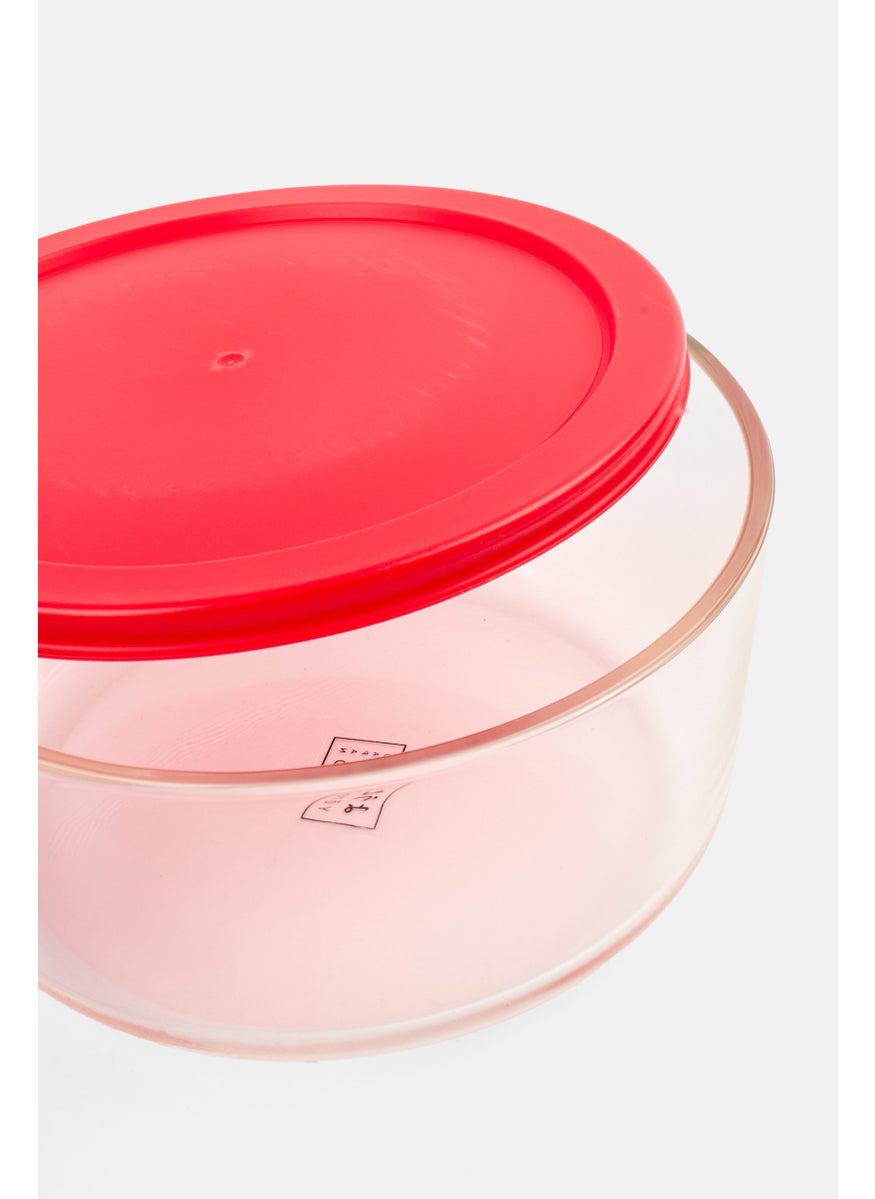 YOTO 4 Piece Striped Round Glass Food Containers With Simple Lid, Multicolor  - Image 3