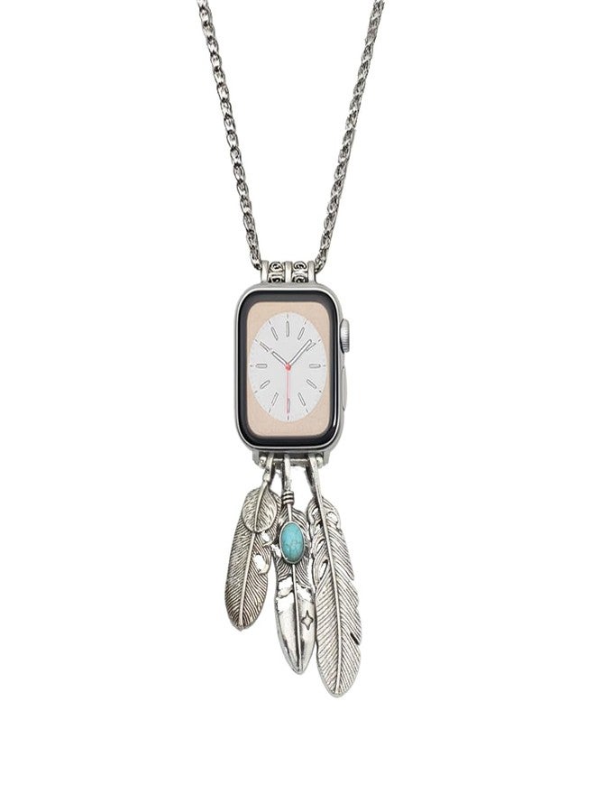 Smart Watch Necklaces Lanyard Pendant Compatible With Apple Watch 9/8/7/SE/Ultra2 S10 Apple Watch Neck Chain (feather, 42/44/44/49mm) - Image 1