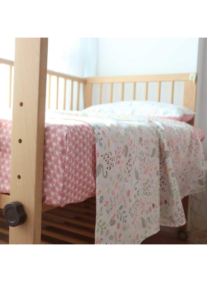 100 Cotton Crib Bedding Set For Infant Boys Girls 3 Pieces Baby Bed Linen Include Duvet Cover Fitted Sheet Pillowcase Nursery Decoration No Filler Pink - Image 5