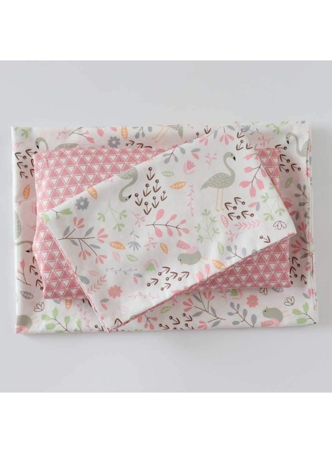 100 Cotton Crib Bedding Set For Infant Boys Girls 3 Pieces Baby Bed Linen Include Duvet Cover Fitted Sheet Pillowcase Nursery Decoration No Filler Pink - Image 2