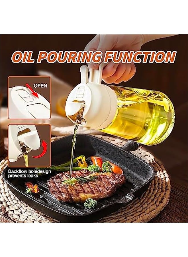 Oil Sprayer for Cooking, 2 in 1 Olive Oil Dispenser Bottle for Kitchen, 16oz/470ml Premium Glass Oil Bottle, Food-grade Oil Mister for Air Fryer, Salad, Frying, BBQ (Creamy White) - Image 3
