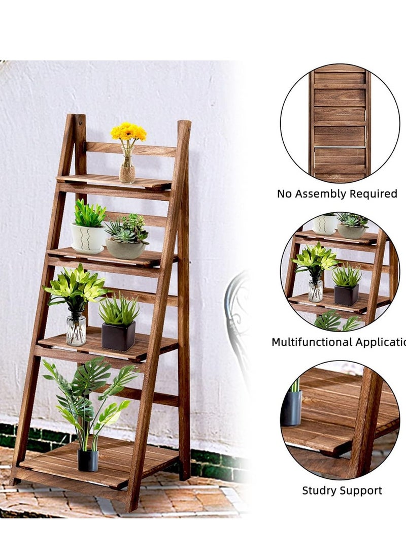 Generic 4 Tier Wooden Bathroom Shelf Free Standing Rack Storage Organizer Bookshelf Plant Stand  - Image 5