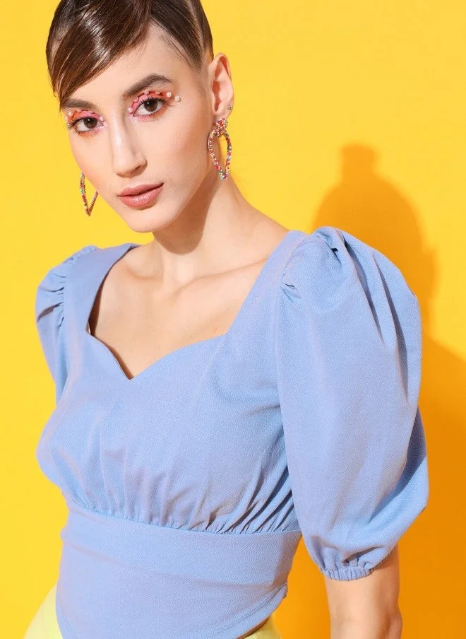 STREET 9 Blue Sweetheart Neck Top for Women