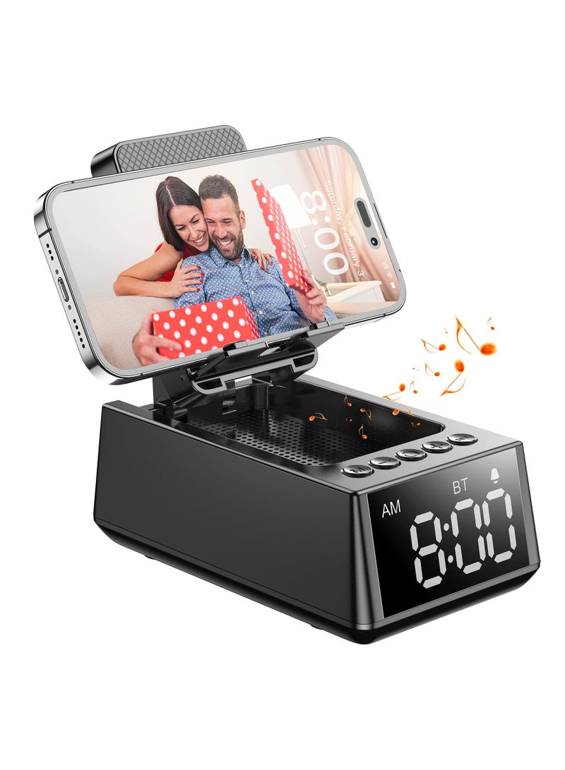 SYOSI Cell Phone Stand Bluetooth Speaker with Anti-Slip Base, Hd Surround Sound for Home and Outdoors, Bluetooth Speaker for Desk, Cool Multi Functional Gadget, Unique Birthday Gifts for Men Women  - Image 1