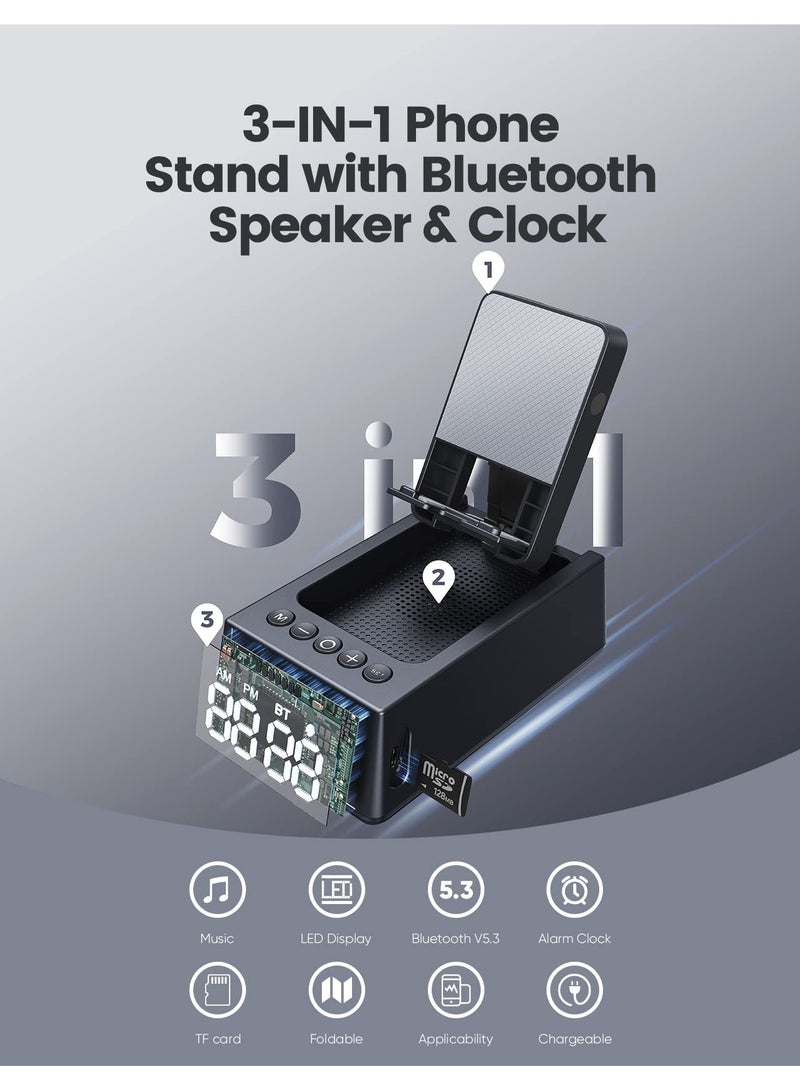 SYOSI Cell Phone Stand Bluetooth Speaker with Anti-Slip Base, Hd Surround Sound for Home and Outdoors, Bluetooth Speaker for Desk, Cool Multi Functional Gadget, Unique Birthday Gifts for Men Women  - Image 3