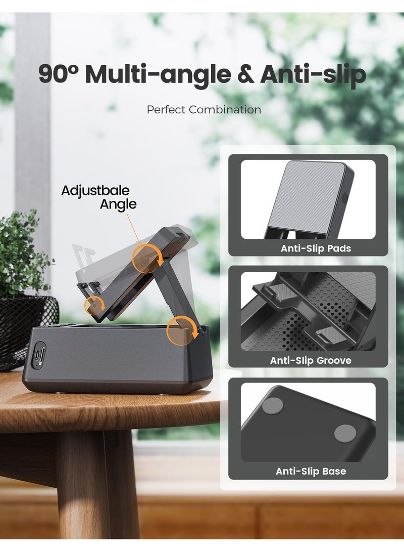 SYOSI Cell Phone Stand Bluetooth Speaker with Anti-Slip Base, Hd Surround Sound for Home and Outdoors, Bluetooth Speaker for Desk, Cool Multi Functional Gadget, Unique Birthday Gifts for Men Women  - Image 4