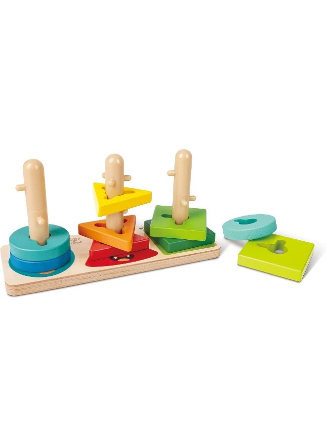 Hape Hape, Wooden Monster Twist & Stack Blocks Puzzle 10 pcs, Shape Sorting & Stacking Blocks, For Toddlers, Wooden Toys, Great For Colour & Shape Recognition  - Image 1
