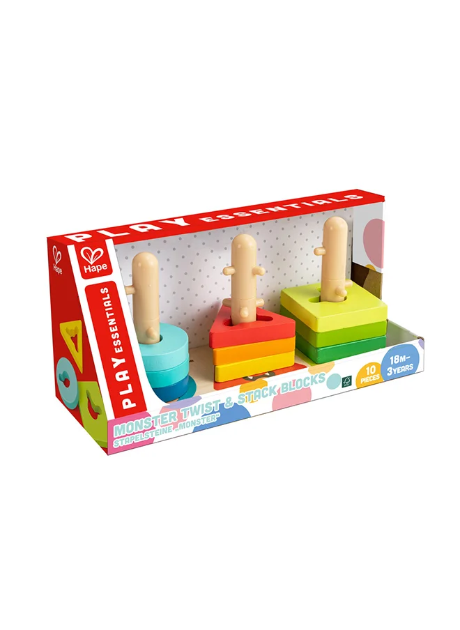 هيب Wooden Monster Twist And Stack Blocks Puzzle 10-Piece