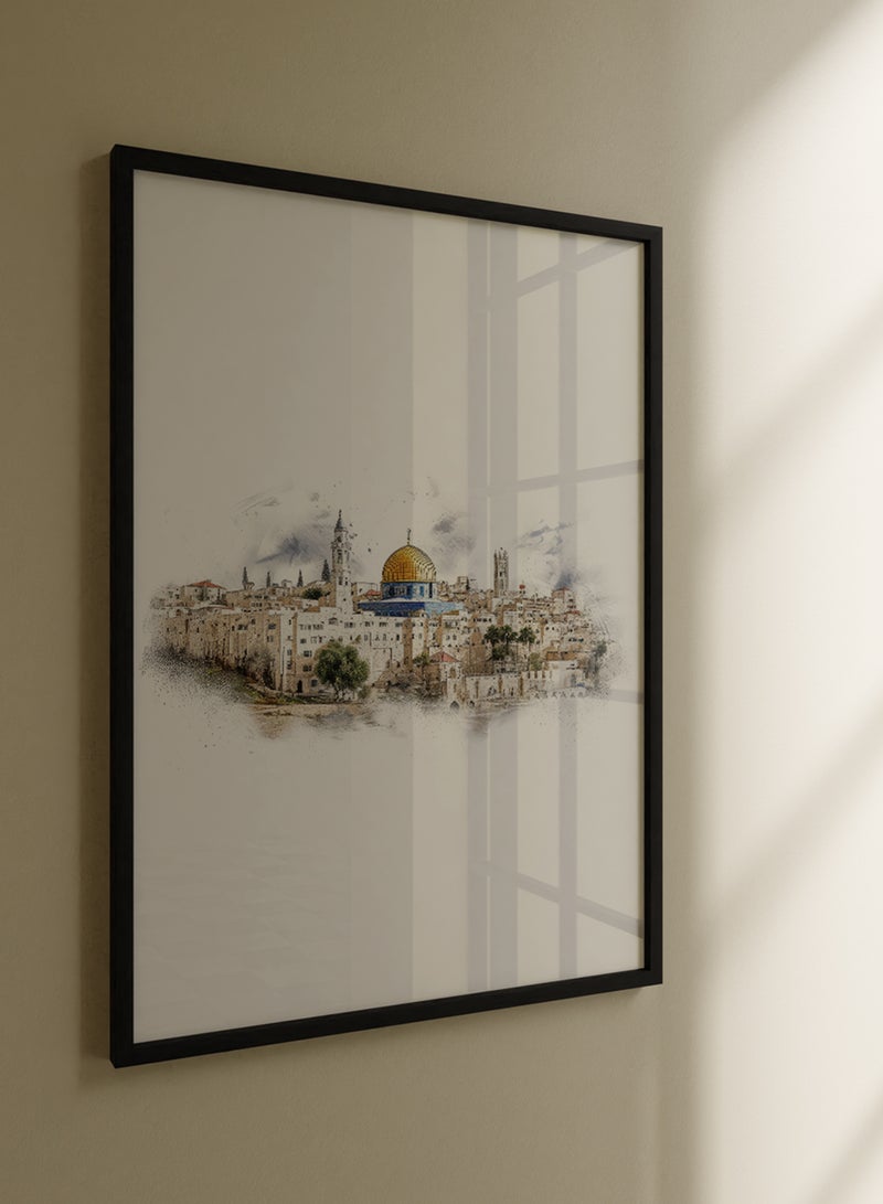 LOWHA Framed Wall Art with The Holy Land of Palestine  Printed Painting Poster, For Home, Room, Office Decor - Image 1