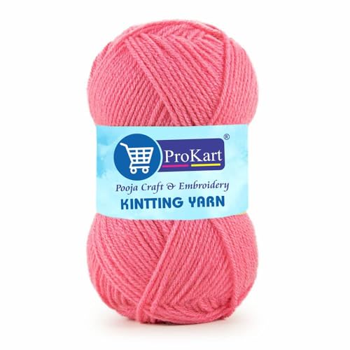 ProKart Premium Woolen 4 ply Hand Knitting Wool Yarn | Fine Weight Knitted and Crocheted Soft Yarn for Sweater, Scarf, Hat, Baby Clothes, Baby Sports, Purse, Gift Bags & DIY Craft Accessories Projects (1 Ball/100 Gram Each) (Flamingo, 100gms x 1 Pack) - Image 1