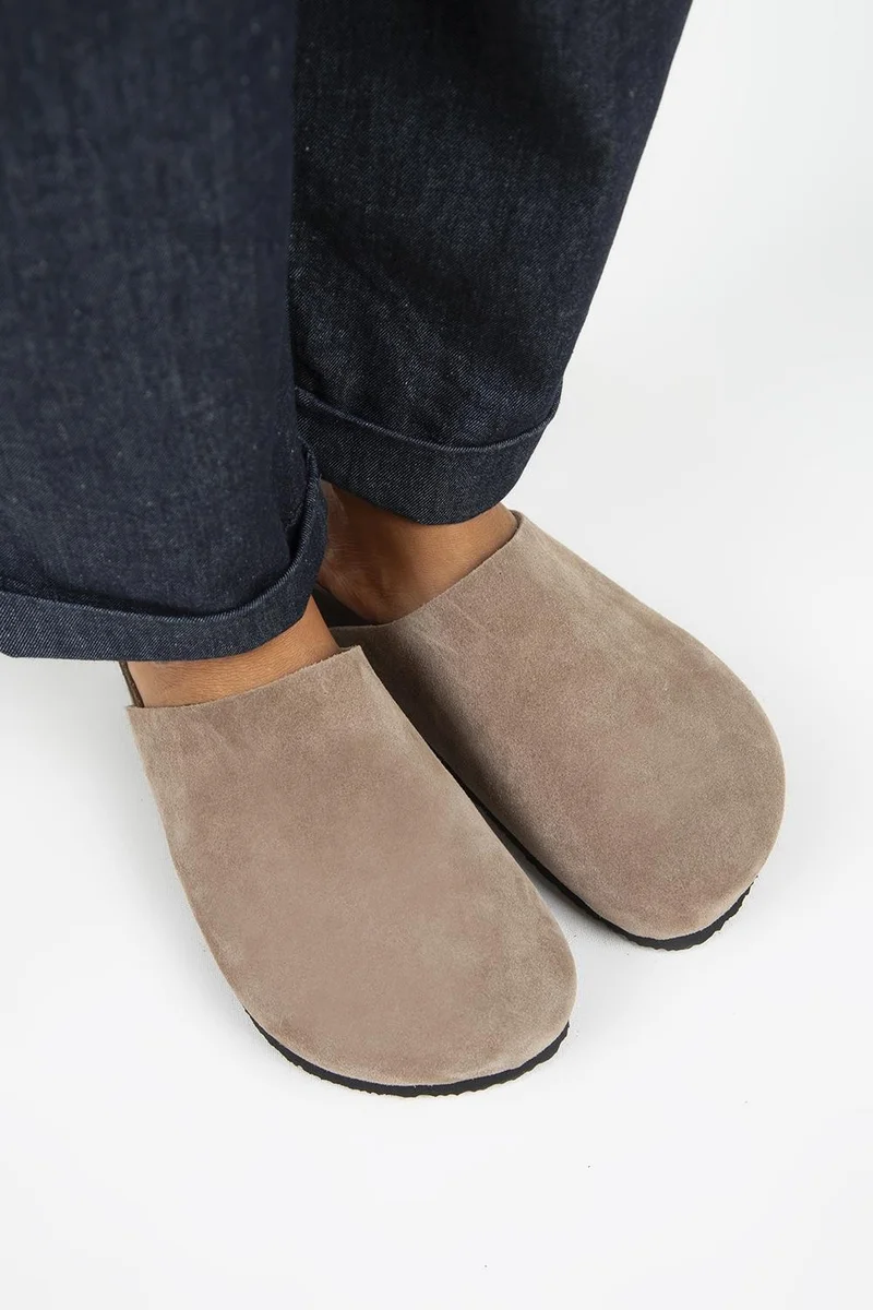 Manijero Manijero Ruzqahi Women's Genuine Leather Flat Clogs Mink Slippers