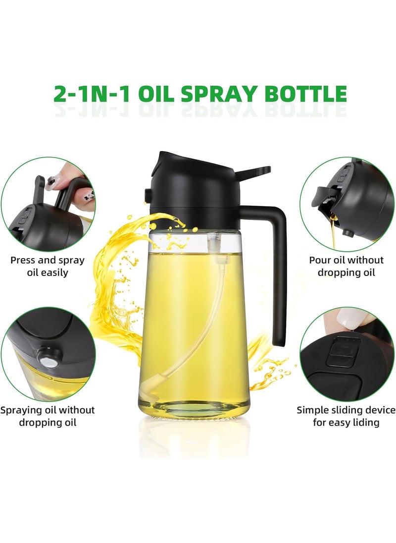 KBDev KBDev Glass Oil Sprayer and Dispenser Bottle for Kitchen2 in 1 Olive Oil Sprayer and Oil DispenserOil Spray Bottle 500Ml for CookingKitchenBBQ Air Fryer Salad Frying Baking Oil Sprayer Bottle  - Image 2