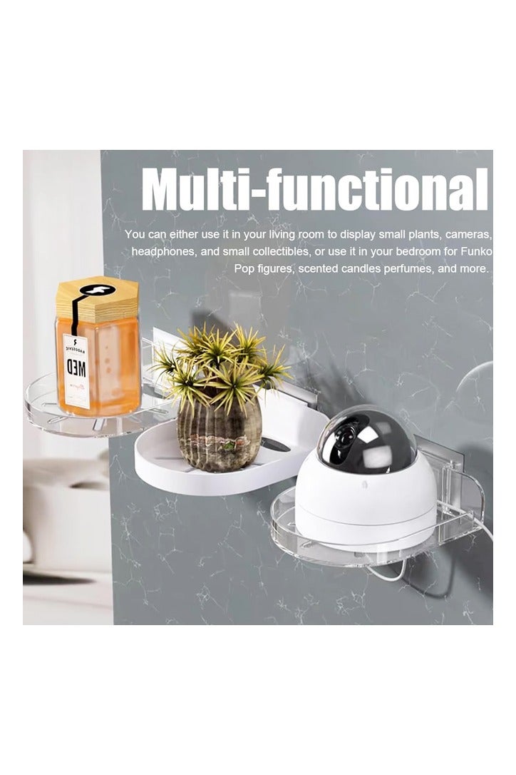 4 Pack Wall Mount Bracket for Security Camera,Acrylic No Drill Small Floating Wall Shelves,Clear Mini Storage（Transparent) - Image 4