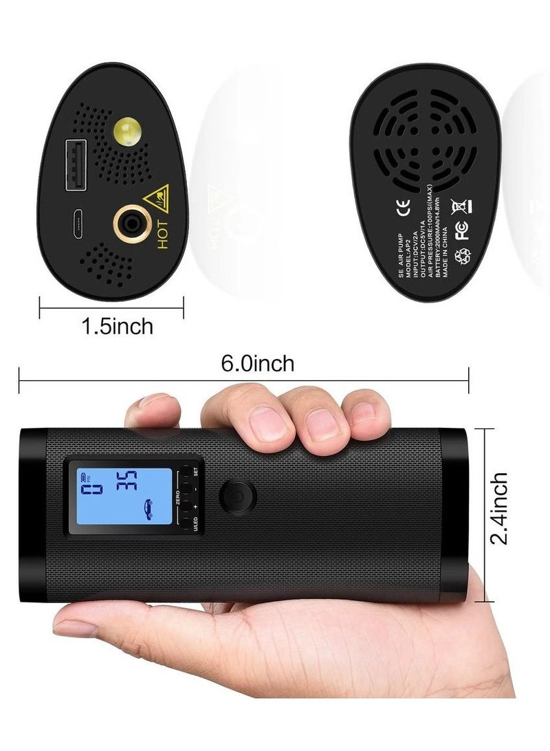 AP2 Rechargeable Cordless Air Compressor Pump Tire Electric Portable Car Inflator For Bicycle Motorcycle  - Image 3