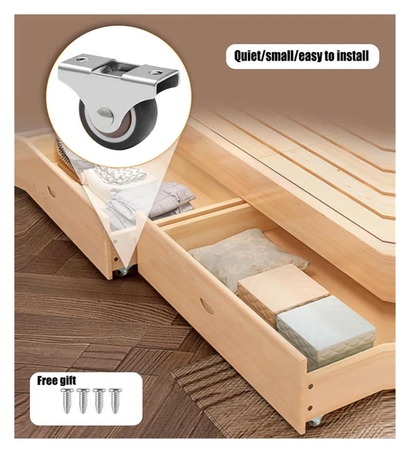 8 قطع 1 بوصة عجلات أثاث منخفضة الارتفاع ثابتة مطاطية صلبة مجموعة كاستر صامتة - Image 3