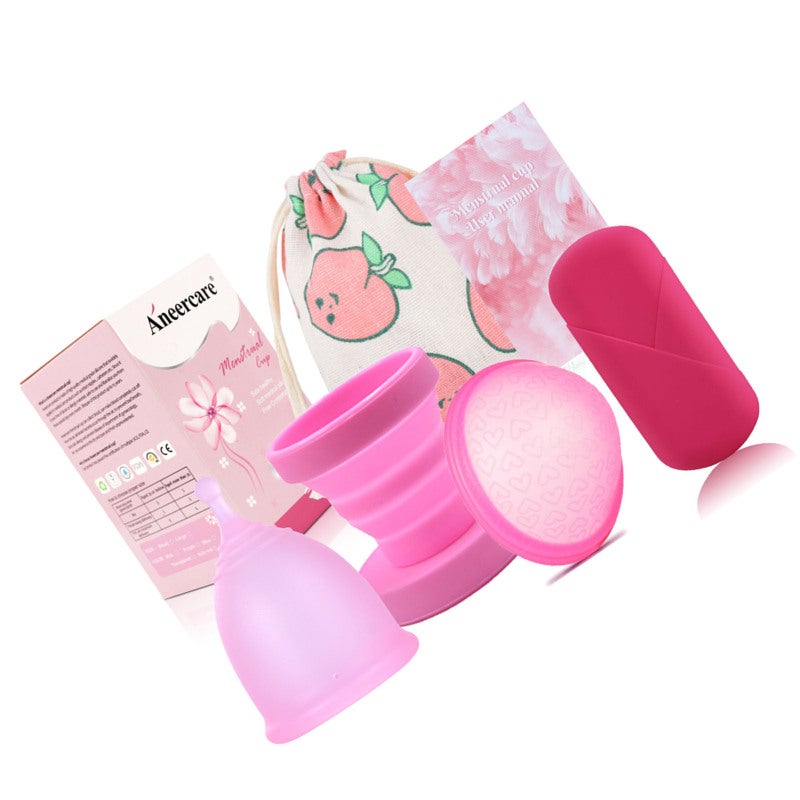 Reusable Period Cup: L Size Pink Set, Food Grade Soft Silicone - Leakproof, Lightweight Portable Menstrual Cup for Active Women, Beginners, Travel Swimming Running - Image 4