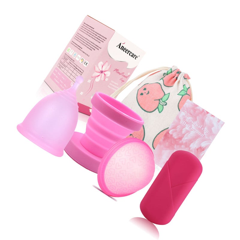 Reusable Period Cup: L Size Pink Set, Food Grade Soft Silicone - Leakproof, Lightweight Portable Menstrual Cup for Active Women, Beginners, Travel Swimming Running - Image 3