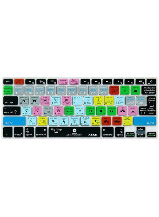 XSKN Adobe Premiere Shortcuts Keyboard Skin Silicone Hotkeys Keyboard Cover for Macbook Air 13 & Macbook Pro 13 15 17, Retina (US/European ISO Keyboard) - Image 1