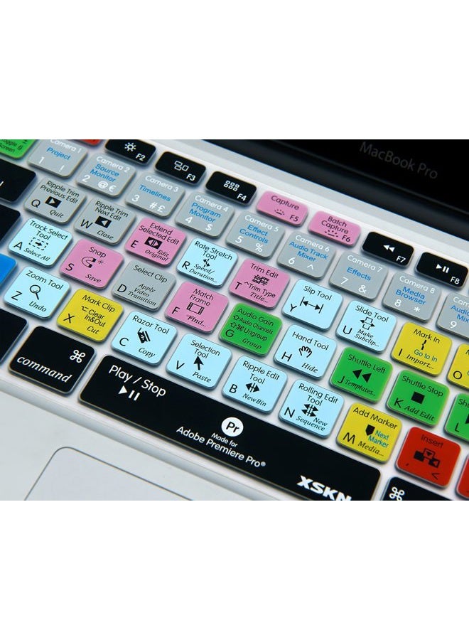 XSKN Adobe Premiere Shortcuts Keyboard Skin Silicone Hotkeys Keyboard Cover for Macbook Air 13 & Macbook Pro 13 15 17, Retina (US/European ISO Keyboard) - Image 5