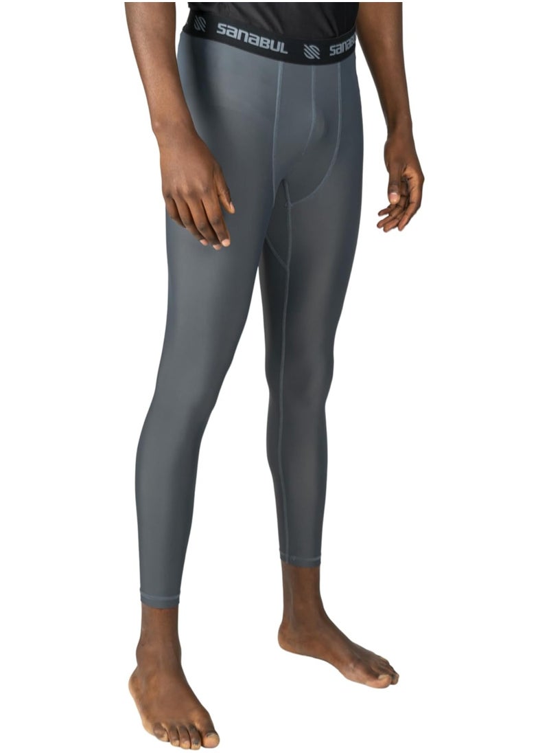 Sanabul  Essential Mens Compression Pants Workout Jiu Jitsu Leggings | Athletic Tights For Men | Running Tights, Sports Gym Leggings | Men'S Sports Compression Pants & Tights | Xx-Large, Steel Gray  - Image 2