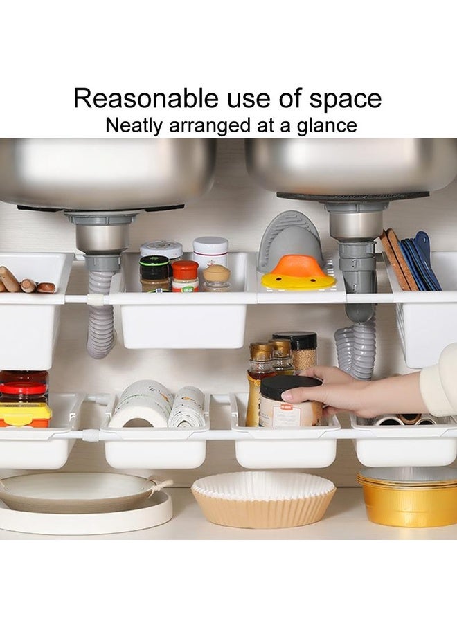 HuHa No Punch Under Sink Shelf Household Multifunctional Cabinet Organizer, Style: Fixed Extra Large Widened - Image 5