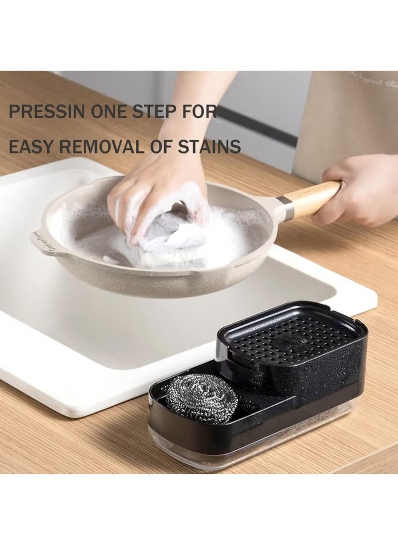Arabest Dish Soap Dispenser with Sponge Holder, 2 in 1 Countertop Sink Soap Dispenser Dishwashing Soap Pump Dispenser for Kitchen Bathroom Toilet Hotel Organizer Box (Black) - Image 2