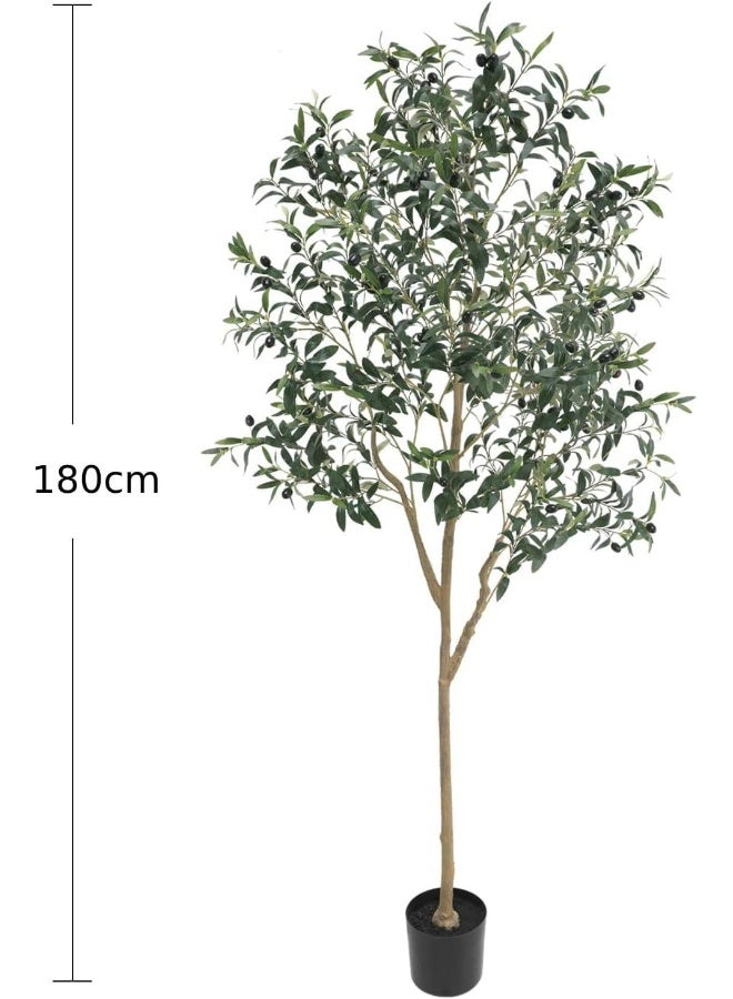 MOMENT Artificial Olive Tree, 180Cm Tall Faux Plant/Secure Pe Material & Anti-Tip Tilt Protection Low-Maintenance Plant/Lifelike Green Fake Potted Tree For Home Office Warehouse Decor Indoor Outdoor  - Image 3