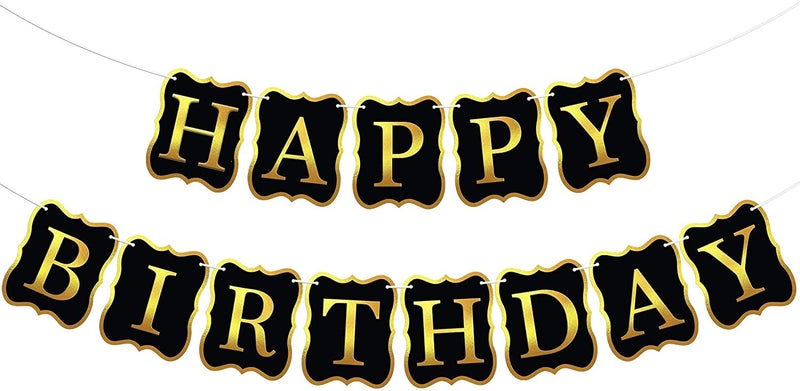 MANGO Black and Gold Happy Birthday Banner  Large 10 Feet NO DIY  Shiny Foil Black Birthday Banner Bunting  Happy Birthday Banner for Men and Women  Happy Birthday Sign for Happy Birthday Decorations - Image 2