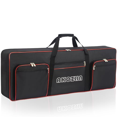 AKOZLIN 34"x13"x4" Electric Piano Keyboard 49 Key Keyboard Case Gig Bag with Adjustable Straps and 5-Pocket for Keyboard Accessaries - Image 1