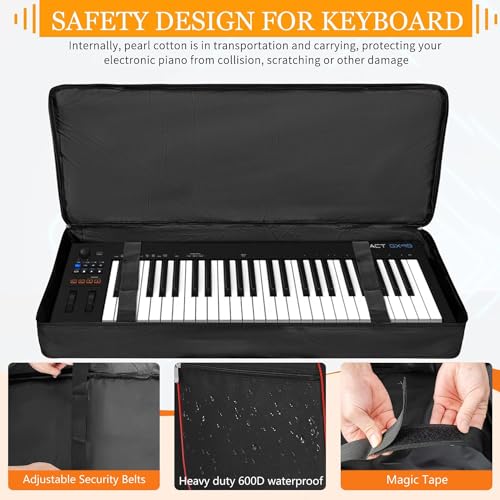 AKOZLIN 34"x13"x4" Electric Piano Keyboard 49 Key Keyboard Case Gig Bag with Adjustable Straps and 5-Pocket for Keyboard Accessaries - Image 3