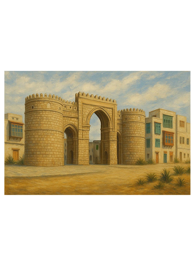 تذكار لوحة جدارية مطبوعة كانفاس لبوابة جدة القديمة من تذكار - Image 3
