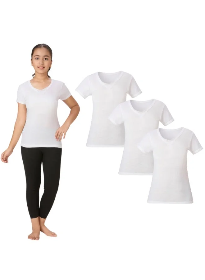 BYC GIRLS COTTON UNDERSHIRT (PACK OF 3) - WHITE